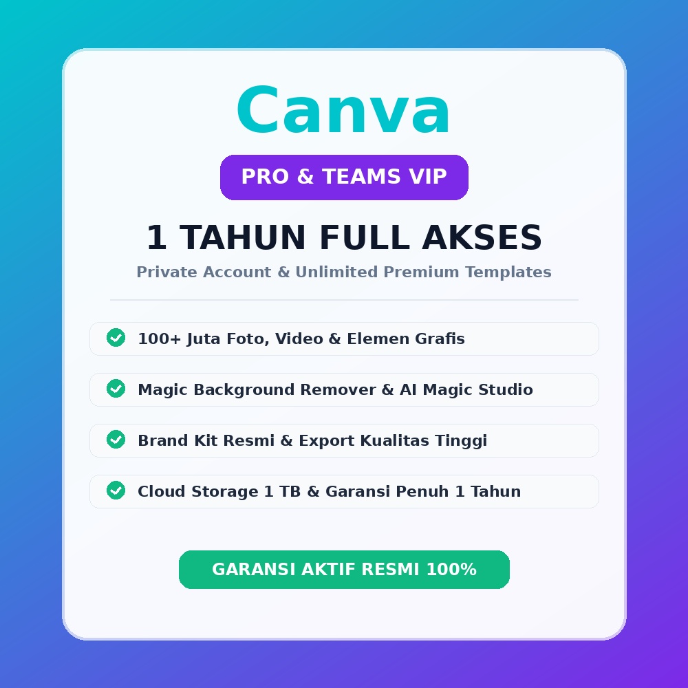 Canva Pro & Teams VIP 1 Tahun Private License Akses Penuh